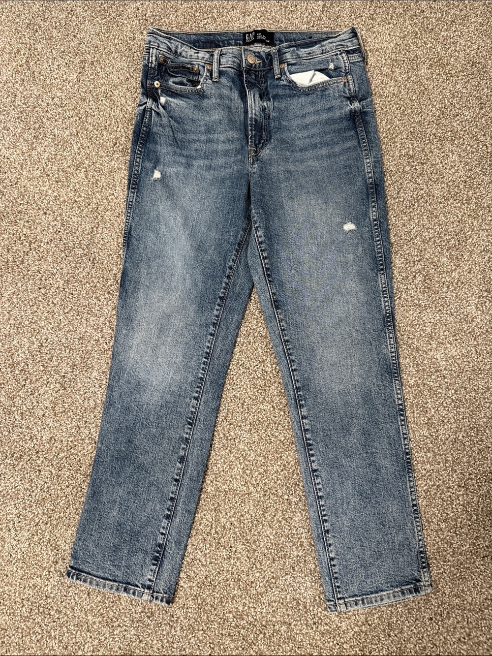 GAP High Rise Vintage Slim Jeans Distressed Medium Wash Size 8